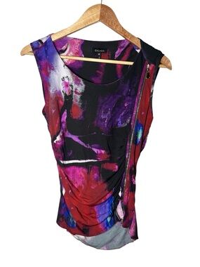 Escada Abstract Zipper Detail Sleeveless Going Out Top Rave Artsy Size 6